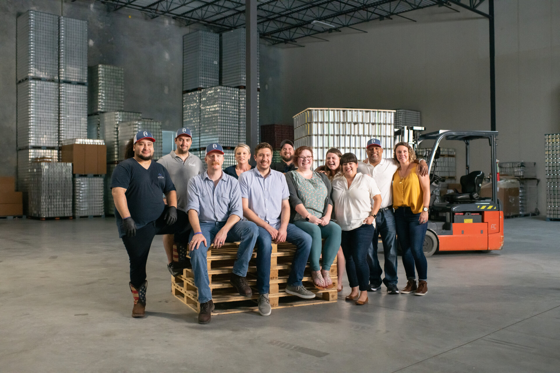 Standing people in warehouse