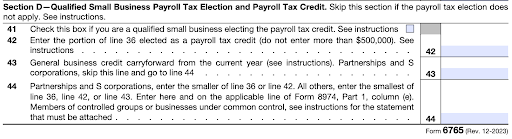 Form 6765 -Section D